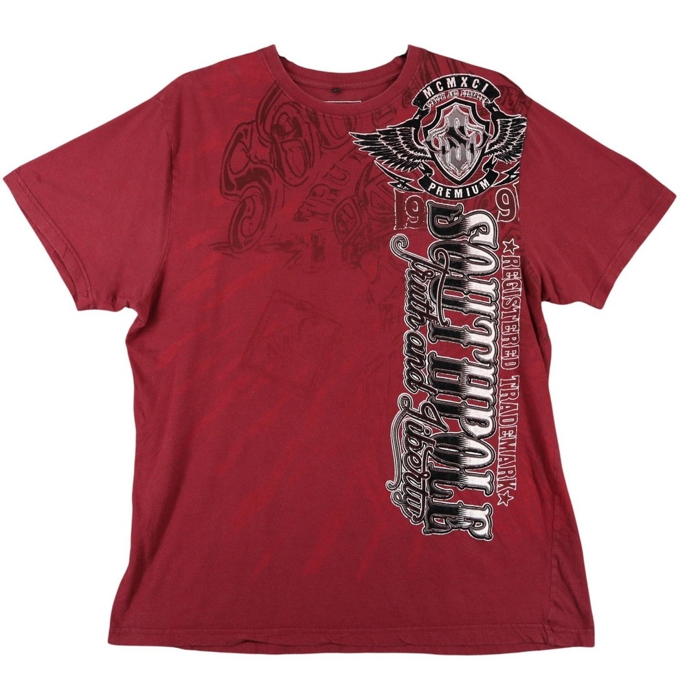 Southpole Graphic T-Shirt Mens XL Winged Crest Gothic Script Streetwear Tee
